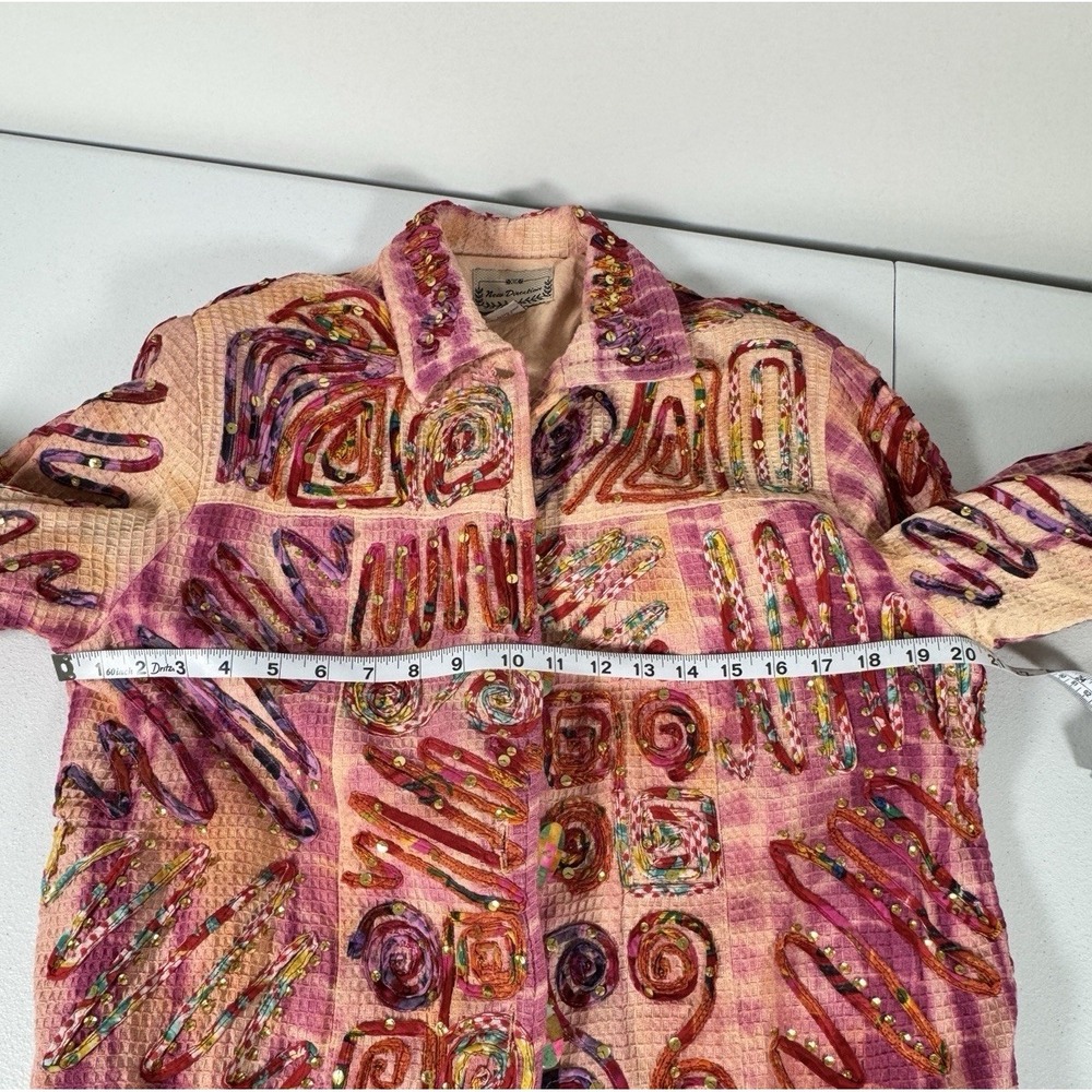 Boho Embroidered Sequin Jacket Quilted Festival Hippie Artwear Womens L - Picture 6 of 12